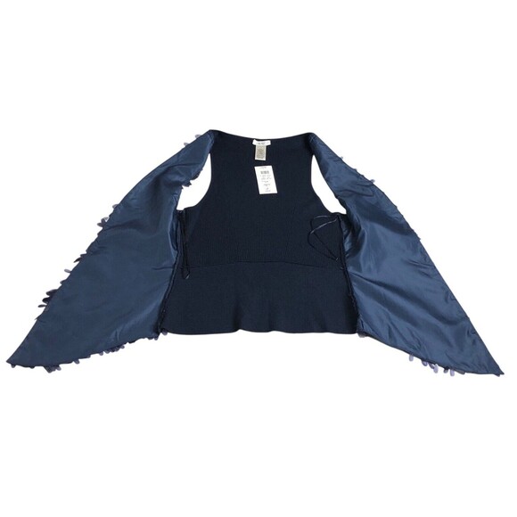 Cache Cardigan Vest Womens S Blue Sequined Sleeveless Open Ribbed Career Chic - Picture 7 of 12